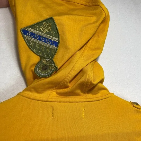Coogi Couture Womens Military Patch Zip Up Hoodie Yellow Large C121510 - Picture 4 of 12